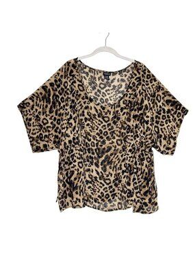 Torrid Side Cinch Leopard Print Semi-Sheer Pullover Top in Brown/Black -Sz - 2X